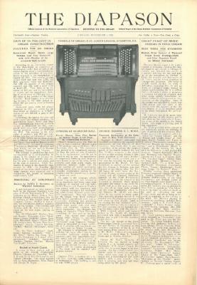 The front page of the November 1, 1922 issue of The Diapason