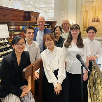 Curtis Summer Organ Intensive faculty and students: Isabella Florence, Alex Hamme, Alan Morrison, Kelly Yeung, Sarah Zhang, Peter Richard Conte, Makena James, and Gabriel Rivera