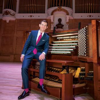 James Kennerley at the console of the Kotzschmar Memorial Organ, Merrill Auditorium, Portland, Maine (photo credit: Jill Brady)