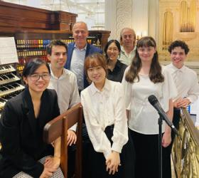 Curtis Summer Organ Intensive faculty and students: Isabella Florence, Alex Hamme, Alan Morrison, Kelly Yeung, Sarah Zhang, Peter Richard Conte, Makena James, and Gabriel Rivera