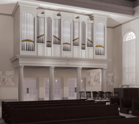 Rendering of Schoenstein organ for Bishop Gadsden Episcopal Retirement Community, Charleston, South Carolina (courtesy: Cummings & McCrady, Inc.)