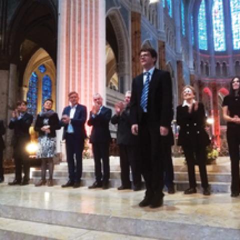 Jonannes Zeitler with competitors and jury, Chartres Cathedral, France