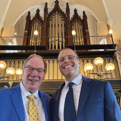 Murray Forbes Somerville and Jared Lamenzo with the 1845 Henry Erben organ at the French Huguenot Church, Charleston, South Carolina