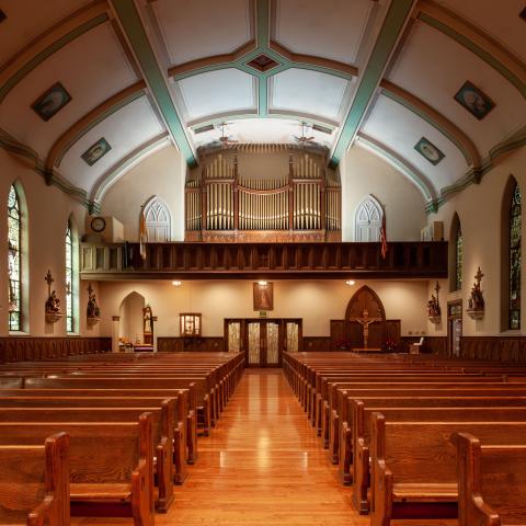 The organ from the church floor