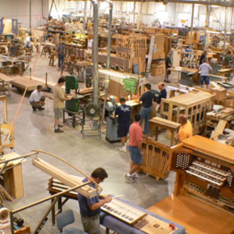 The interior of the 2001 Reuter Organ Company building, Lawrence, Kansas