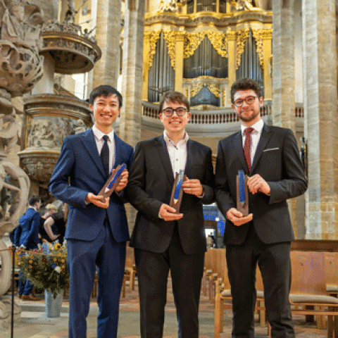 Gottfried Silbermann Organ Competition prize winners: Ryan Chan, Kilian Homburg, and Johannes Güdelhöfer (photo credit: Gottfried-Silermann-Gesellschaft/Detlev Mülle)