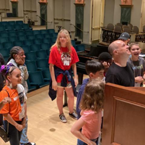 Sean Vogt demonstrates the Ruffatti organ to Organ Discovery Days participants